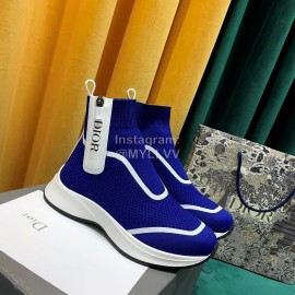 Dior New Thick Soled Elastic Sock Boots Blue