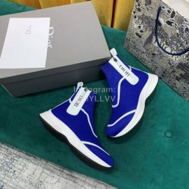 Dior New Thick Soled Elastic Sock Boots Blue