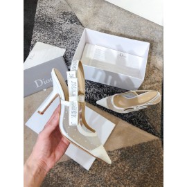 Dior White Embroidered Polka Dot Gauze High Heels