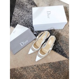 Dior White Embroidered Polka Dot Gauze High Heels