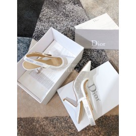 Dior White Embroidered Polka Dot Gauze High Heels