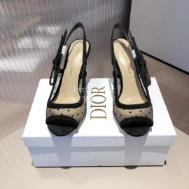 Dior Black Polka Dot High Heel Sandals