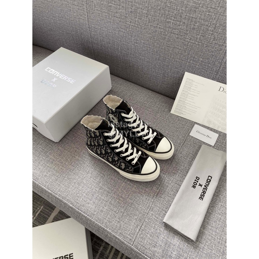 Dior Co Branded Converse High Top Canvas Shoes Black