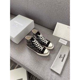 Dior Co Branded Converse High Top Canvas Shoes Black