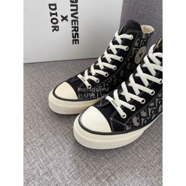 Dior Co Branded Converse High Top Canvas Shoes Black