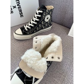 Dior Co Branded Converse High Top Canvas Shoes Black