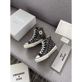 Dior Co Branded Converse High Top Canvas Shoes Black