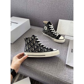 Dior Co Branded Converse High Top Canvas Shoes Black