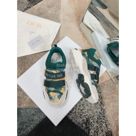 Dior Cowhide Velcro Casual Thick Soled Sneakers For Women Green