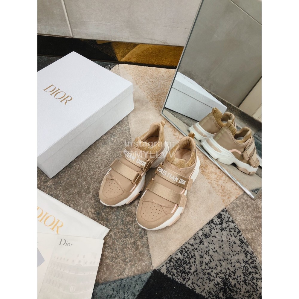 Dior Cowhide Velcro Thick Soled Sneakers For Women Brown