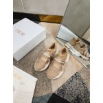 Dior Cowhide Velcro Thick Soled Sneakers For Women Brown