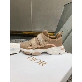 Dior Cowhide Velcro Thick Soled Sneakers For Women Brown