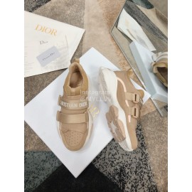 Dior Cowhide Velcro Thick Soled Sneakers For Women Brown