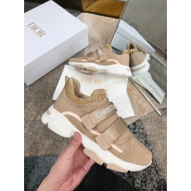 Dior Cowhide Velcro Thick Soled Sneakers For Women Brown