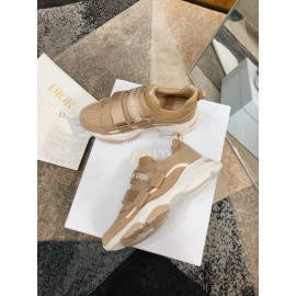 Dior Cowhide Velcro Thick Soled Sneakers For Women Brown
