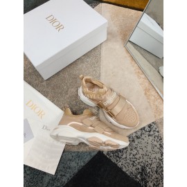Dior Cowhide Velcro Thick Soled Sneakers For Women Brown