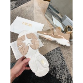 Dior Cowhide Velcro Thick Soled Sneakers For Women Brown