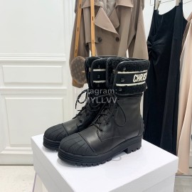 Dior Autumn And Winter New Calfskin Shell Head Wool Boots Black