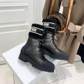 Dior Autumn And Winter New Calfskin Shell Head Wool Boots Black