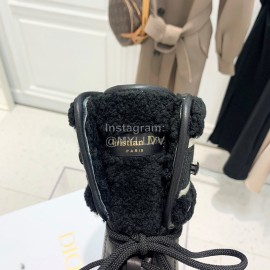 Dior Autumn And Winter New Calfskin Shell Head Wool Boots Black