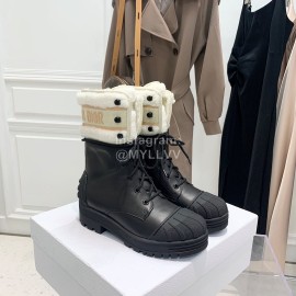 Dior Autumn And Winter New Calfskin Shell Head Wool Boots