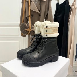Dior Autumn And Winter New Calfskin Shell Head Wool Boots