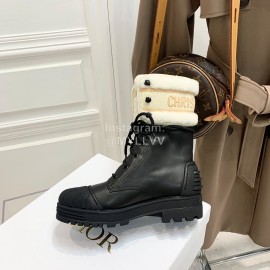 Dior Autumn And Winter New Calfskin Shell Head Wool Boots