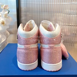 Dior Co Branded Aj Diamond High Top Sneakers For Women Pink