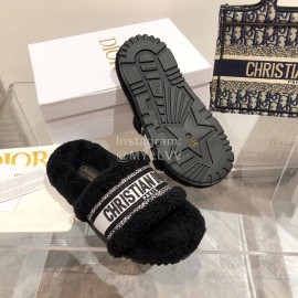 Dior Winter New Jacquard Embroidered Slippers For Women Black