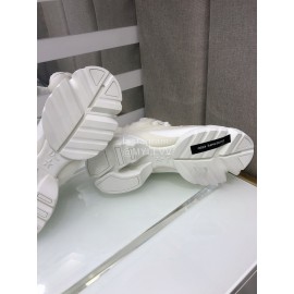 Dior Cowhide Thick Soled Lace Up Wool Lining Sneakers White