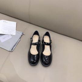 Dior Cowhide Thick High Heeled Ballet Shoes For Women Black