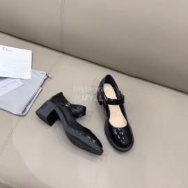 Dior Cowhide Thick High Heeled Ballet Shoes For Women Black