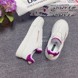 Dolce Gabbana New Silk Leather Casual Shoes For Men And Women Purple