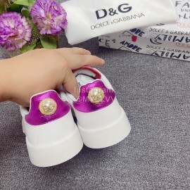 Dolce Gabbana New Silk Leather Casual Shoes For Men And Women Purple