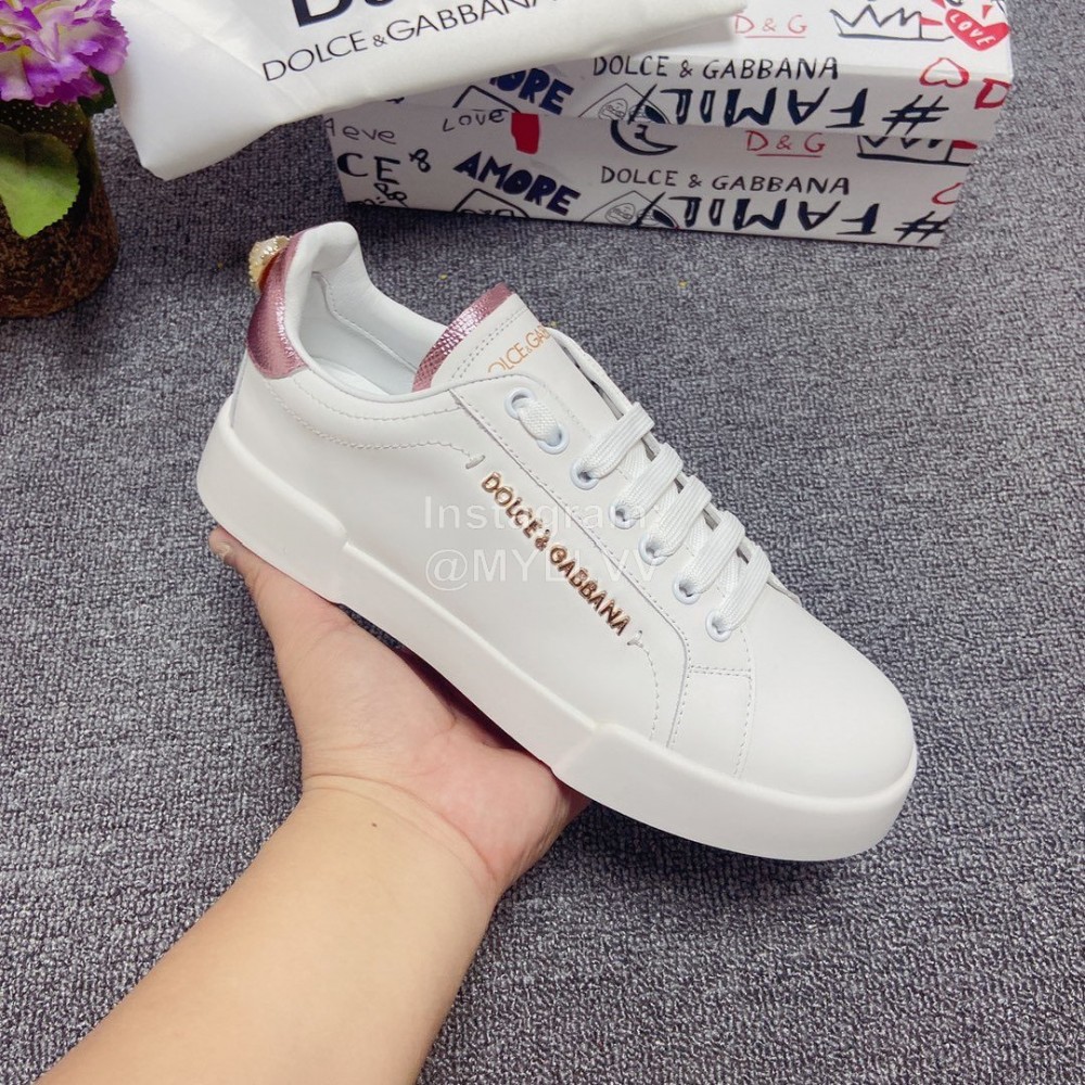 Dolce Gabbana New Silk Leather Casual Shoes For Men And Women Pink