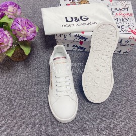 Dolce Gabbana New Silk Leather Casual Shoes For Men And Women Pink