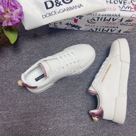 Dolce Gabbana New Silk Leather Casual Shoes For Men And Women Pink