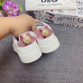 Dolce Gabbana New Silk Leather Casual Shoes For Men And Women Pink