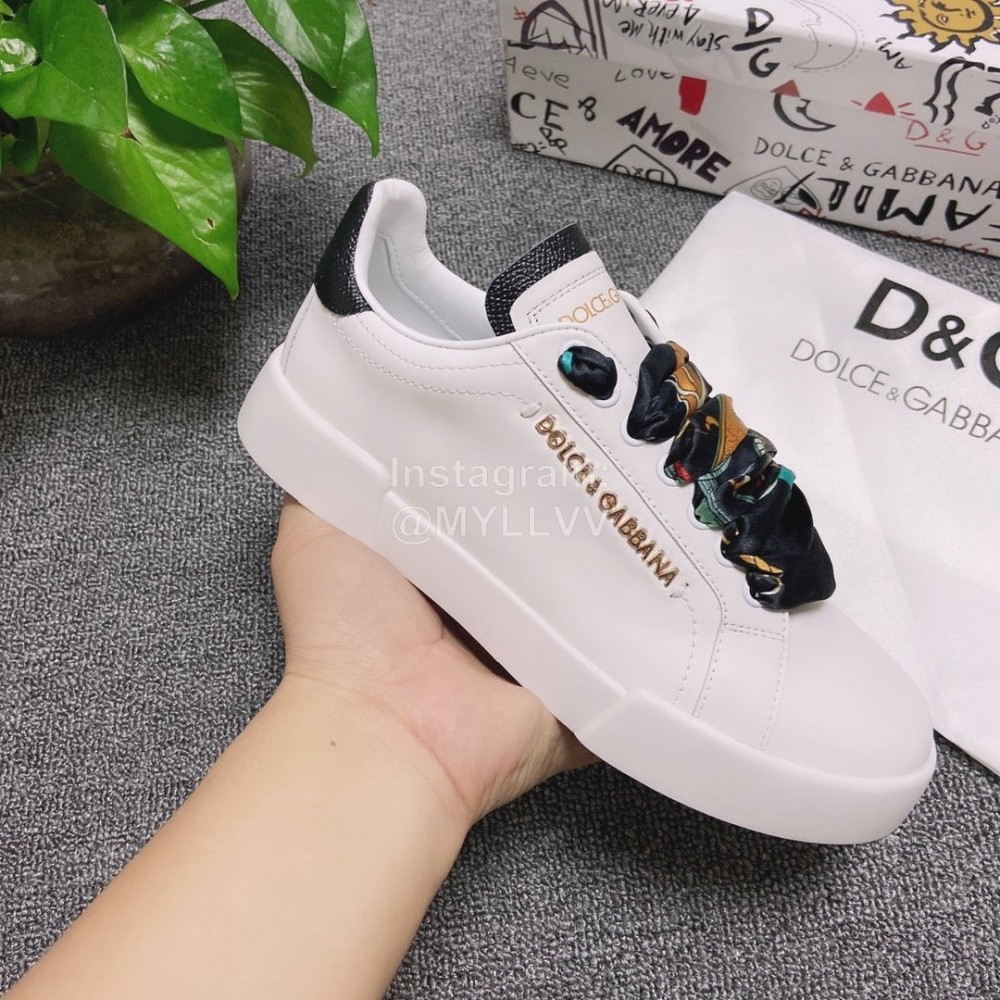 Dolce Gabbana Silk Leather Casual Shoes For Men And Women Black
