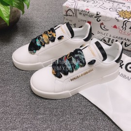 Dolce Gabbana Silk Leather Casual Shoes For Men And Women Black