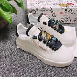 Dolce Gabbana Silk Leather Casual Shoes For Men And Women Black