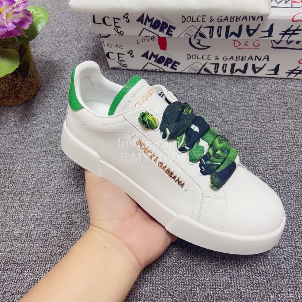 Dolce Gabbana Silk Leather Casual Shoes For Men And Women Green