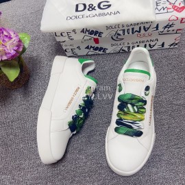 Dolce Gabbana Silk Leather Casual Shoes For Men And Women Green