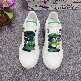 Dolce Gabbana Silk Leather Casual Shoes For Men And Women Green