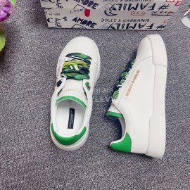 Dolce Gabbana Silk Leather Casual Shoes For Men And Women Green