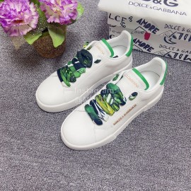 Dolce Gabbana Silk Leather Casual Shoes For Men And Women Green