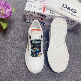Dolce Gabbana Silk Leather Casual Shoes For Men And Women Orange