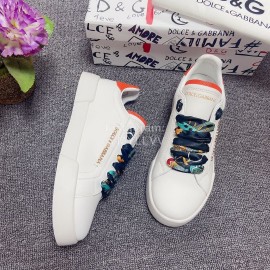 Dolce Gabbana Silk Leather Casual Shoes For Men And Women Orange