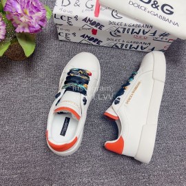 Dolce Gabbana Silk Leather Casual Shoes For Men And Women Orange