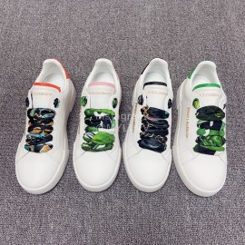 Dolce Gabbana Silk Leather Casual Shoes For Men And Women Orange